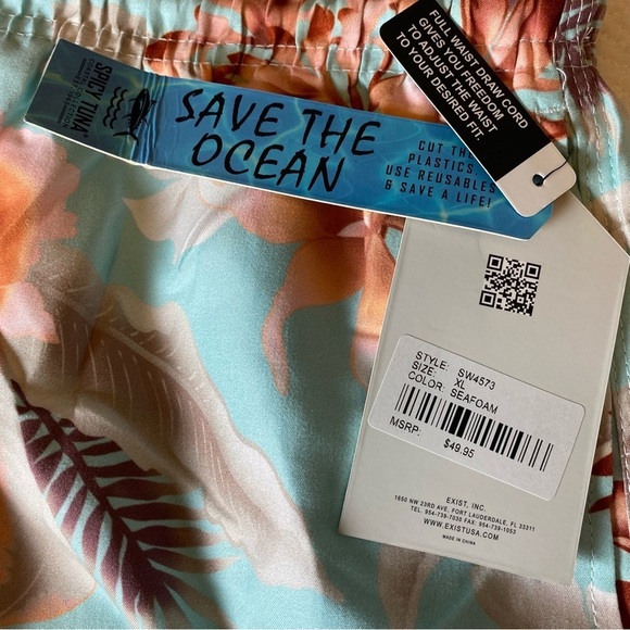 NWT! Spicy Tuna Swim Trunks XL w Full Waist Draw Cord‎ - Picture 6 of 10